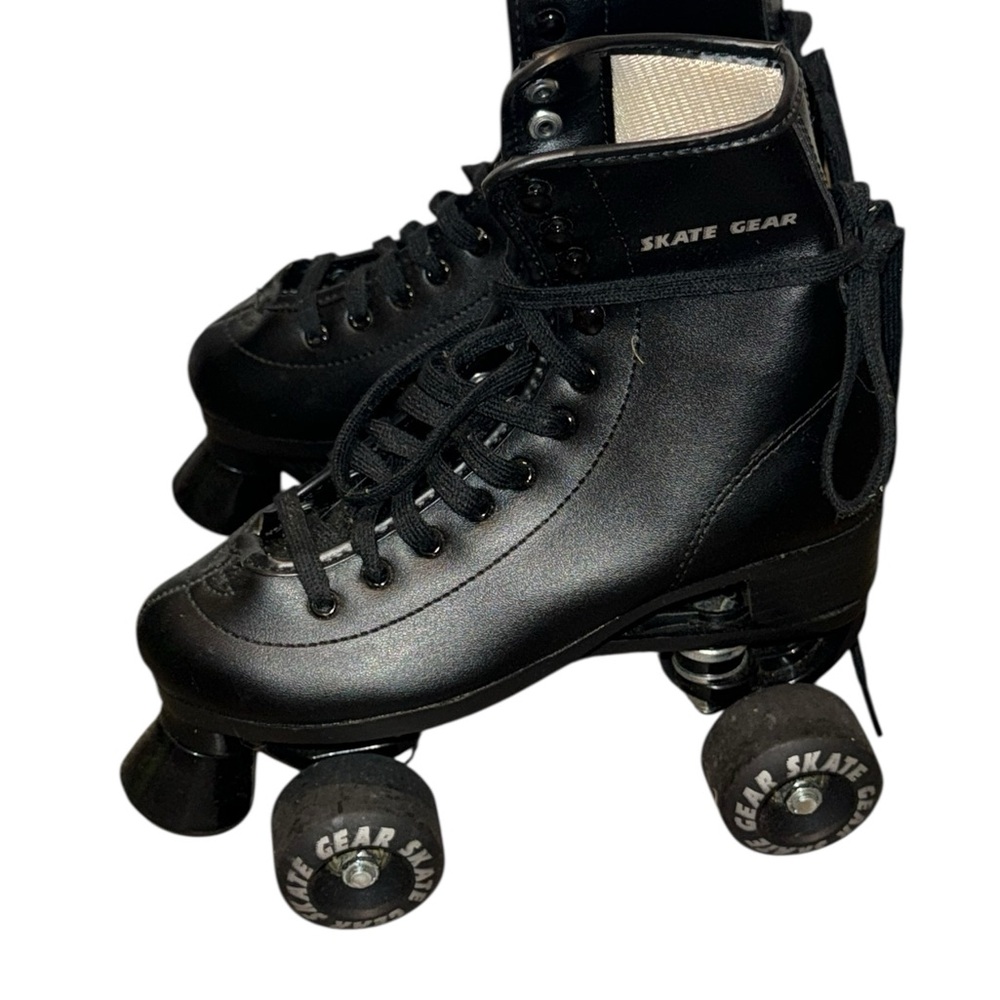 Skate Gear Black Retro Quad Roller Skates with Structured Boot